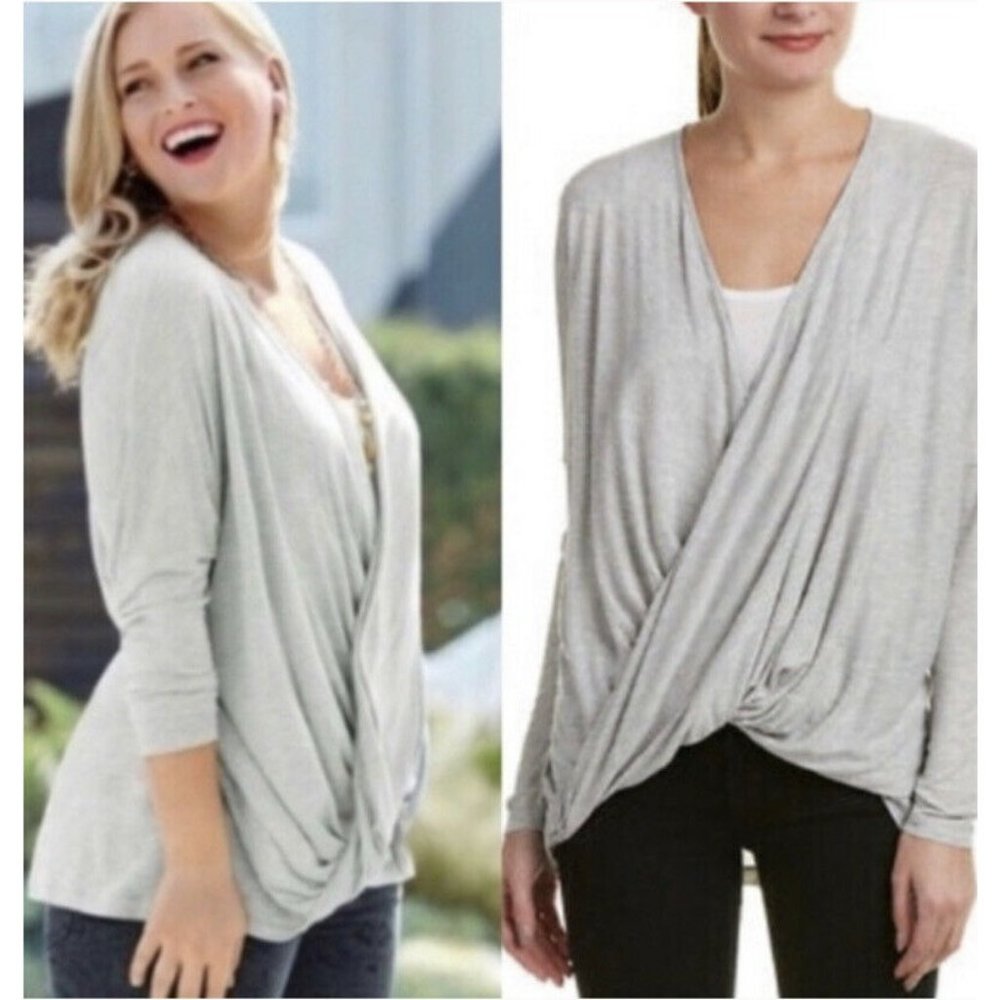 Cabi Taylor Tee Twist Draped Dolman Sleeve Top